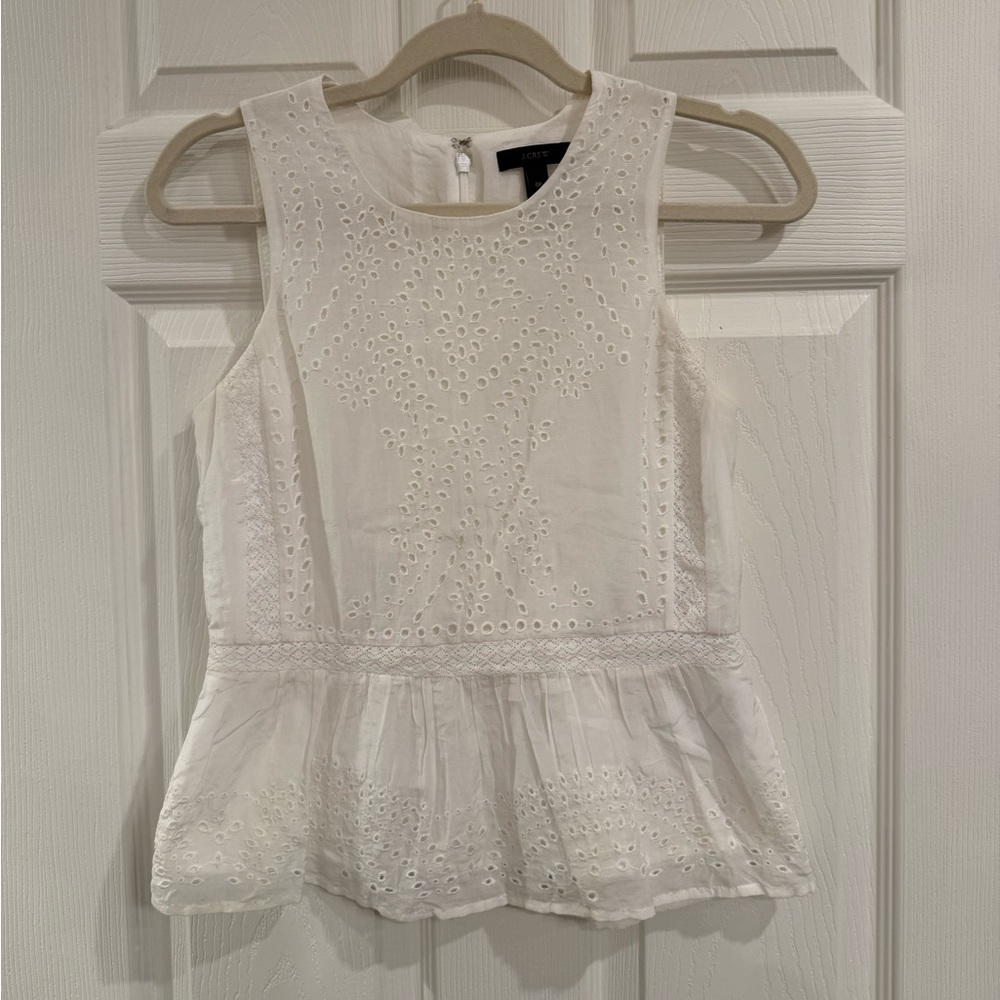 J. Crew Cream Eyelet Tank Top